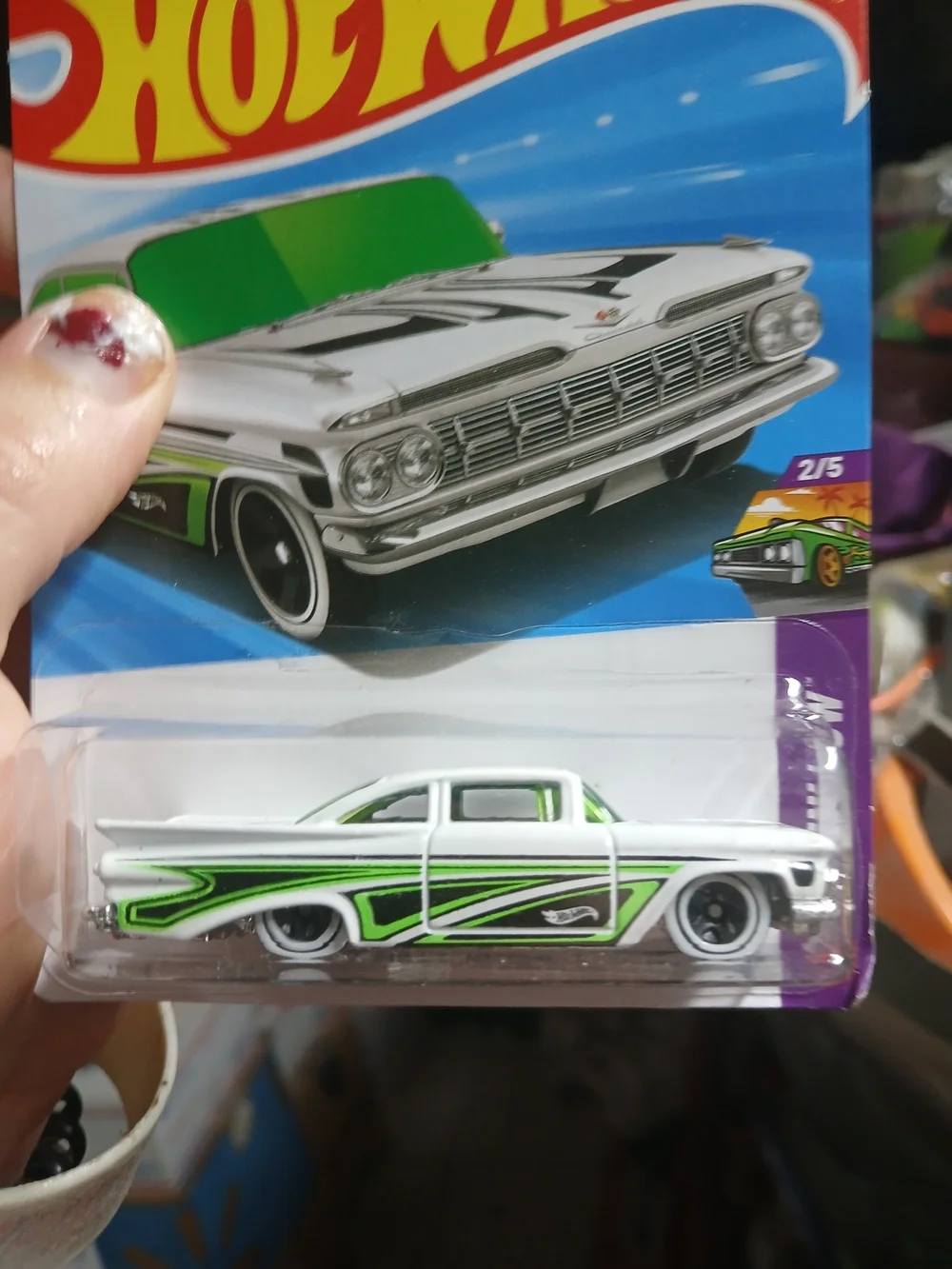 the 2026 Hot Wheels '59 Chevy Impala (44/250) from the Layin' Low series (2/5